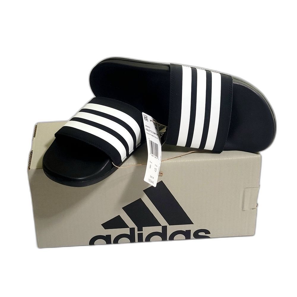 adidas Adilette Comfort Slide Sandals Black Striped UNISEX Size M9/W10 NIB
